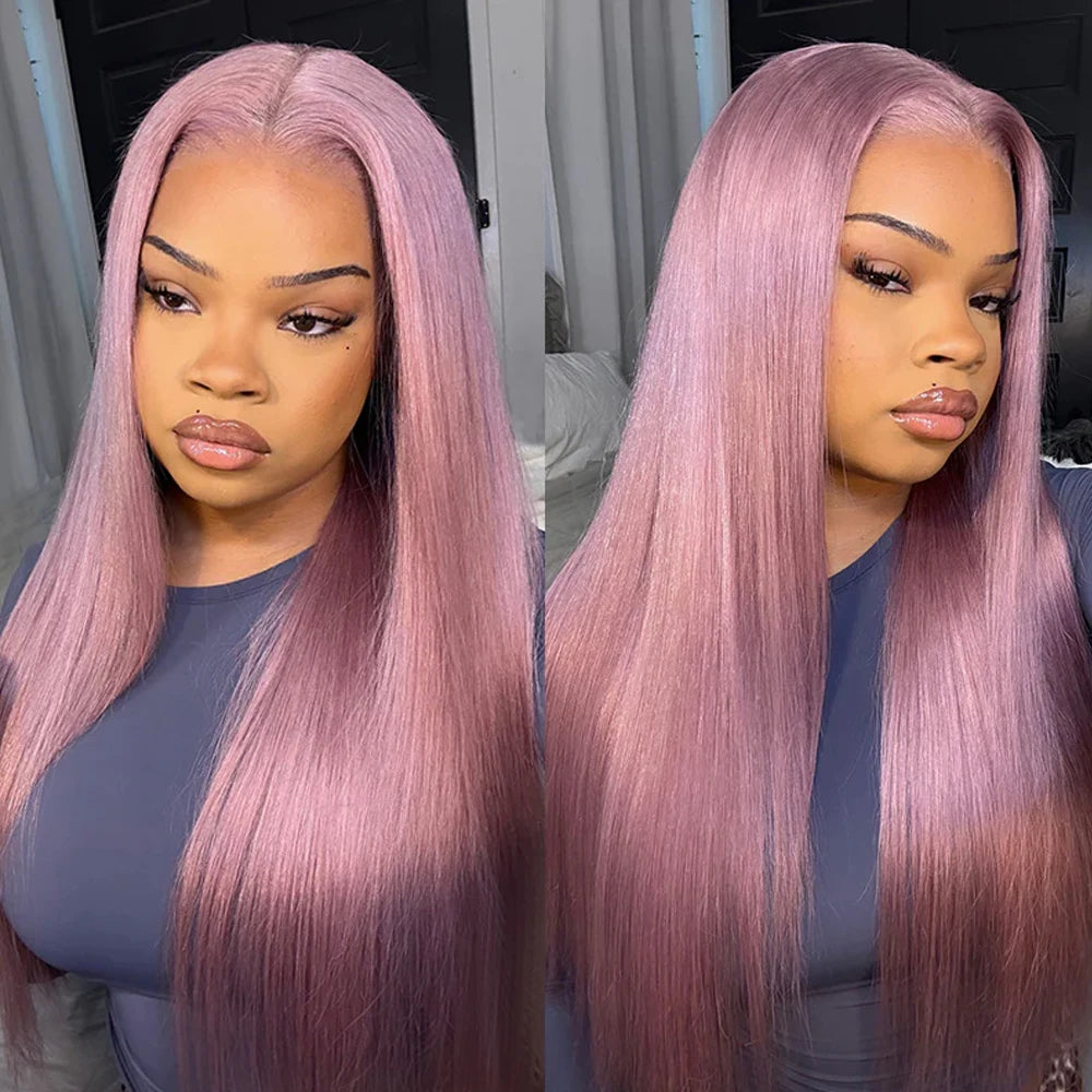 13x6 HD Glueless Lace Frontal Ash Purple Loose Body Wave Wigs Highlights Wear and Go Wig for Christmas Party