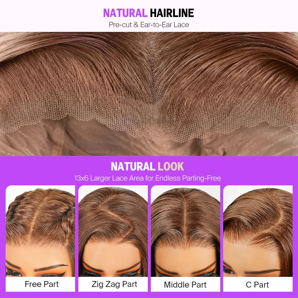 13x6 Three-Go Ombre Strawberry Blonde Glueless Wigs Body Wave with Drawstring 100% Human Hair Wig