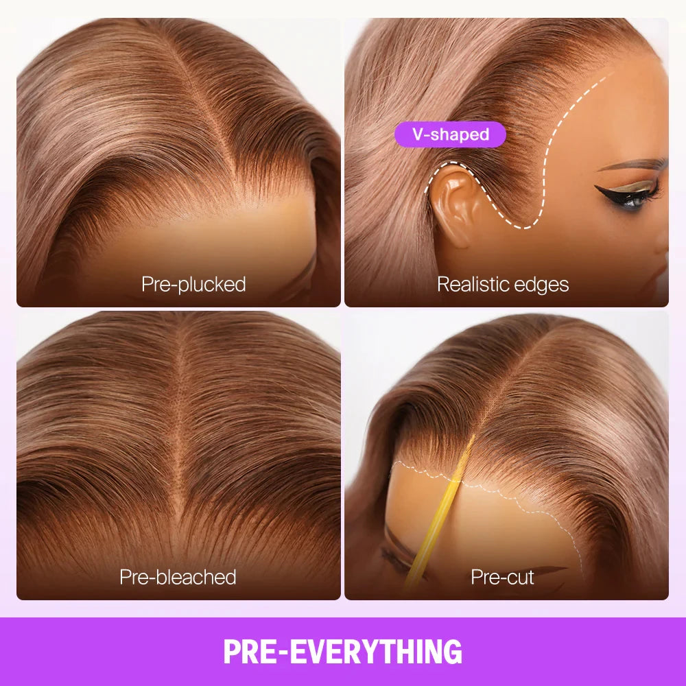 13x6 Glueless Human Hair Wigs Bye Bye Knots Ombre Blonde Body Wave Virgin Hair Wig with Drawstring Pre Plucked