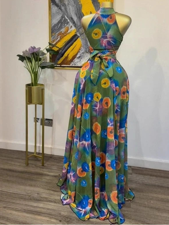 CREYSIE 2026 New Women O-neck Sleeveless Floral Print Mermaid Maxi Dress Evening Birthday Beach Sexy Night Party Long Dresses