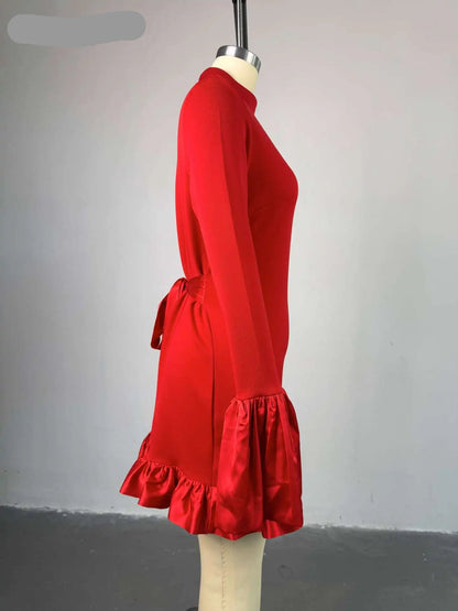 CREYSIE Women O-neck Long Flare Sleeve Ruffles Mini Dress 2025 Spring Sweet Sexy Birthday Evening Night Party Vestidos Dresses