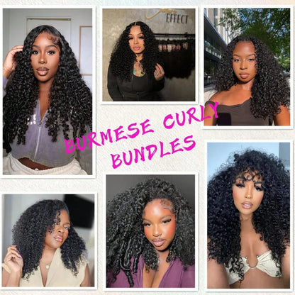 3A 4C Burmese Curly Hair Bundles Raw Hair Bundles 1 3 4 Bundles 100% Human Hair Extension Vietnamese Pixie Curly Bundles