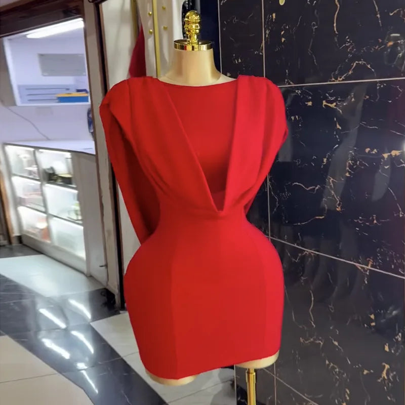 Women Chic Backless Mini Dress Swinging Neck Sleeveless Bodycon Fashion Wedding Guest Cocktail Party Evening Celebration Gowns