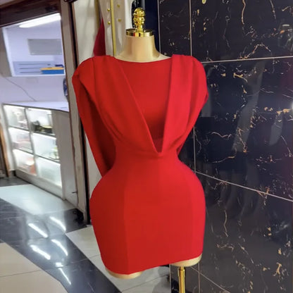 Women Chic Backless Mini Dress Swinging Neck Sleeveless Bodycon Fashion Wedding Guest Cocktail Party Evening Celebration Gowns