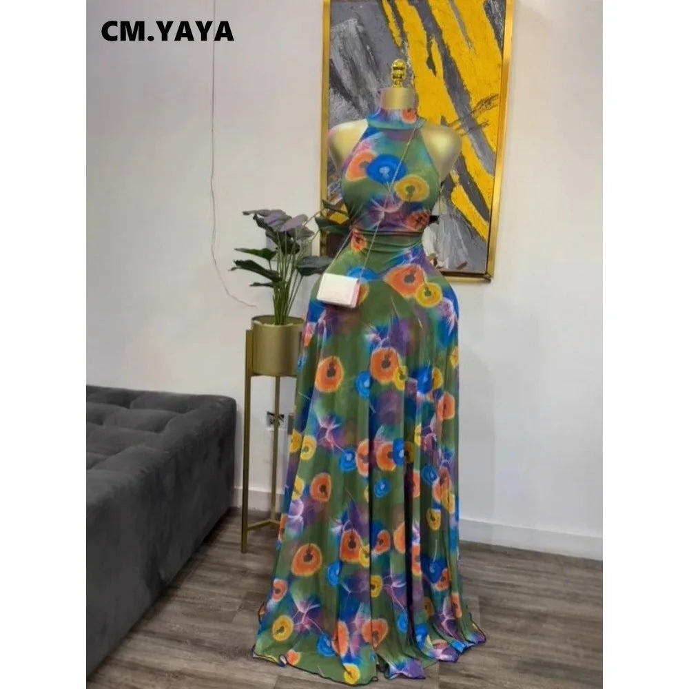 CREYSIE 2026 New Women O-neck Sleeveless Floral Print Mermaid Maxi Dress Evening Birthday Beach Sexy Night Party Long Dresses