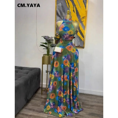 CREYSIE 2026 New Women O-neck Sleeveless Floral Print Mermaid Maxi Dress Evening Birthday Beach Sexy Night Party Long Dresses
