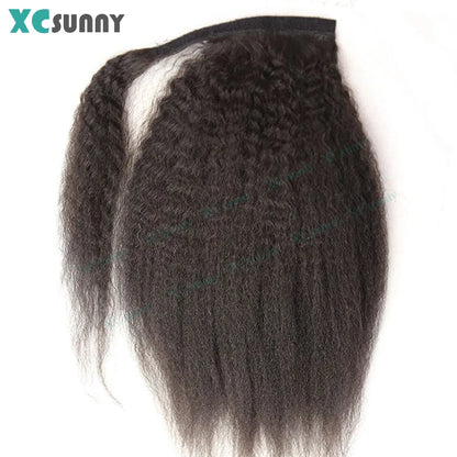 Ponytail Extension Human hair Kinky Straight Warp Around Ponytail Human Hair Remy Burmese High Ponytail Human Hair Extensions