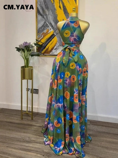 CREYSIE 2026 New Women O-neck Sleeveless Floral Print Mermaid Maxi Dress Evening Birthday Beach Sexy Night Party Long Dresses