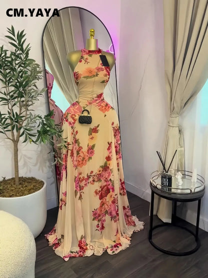 CREYSIE 2026 New Women O-neck Sleeveless Floral Print Mermaid Maxi Dress Evening Birthday Beach Sexy Night Party Long Dresses