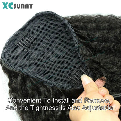 Ponytail Extension Human hair Kinky Straight Warp Around Ponytail Human Hair Remy Burmese High Ponytail Human Hair Extensions