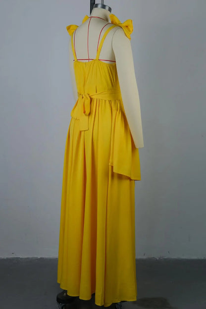 Creysie Women Sleeveless Strap Bow Ruffles Long Maxi Dress 2025 Holiday Beach Birthday Evening Sexy Girl Party Dresses Vestidos