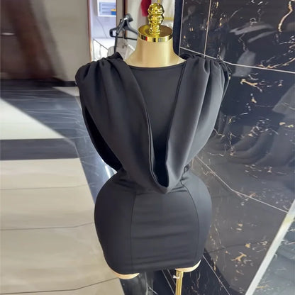 Women Chic Backless Mini Dress Swinging Neck Sleeveless Bodycon Fashion Wedding Guest Cocktail Party Evening Celebration Gowns