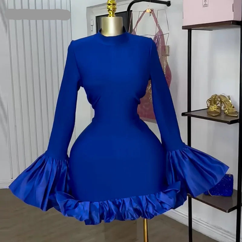CREYSIE Women O-neck Long Flare Sleeve Ruffles Mini Dress 2025 Spring Sweet Sexy Birthday Evening Night Party Vestidos Dresses