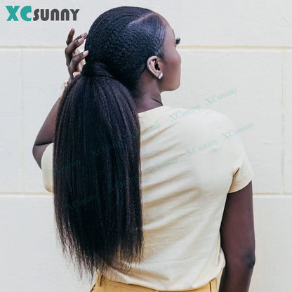 Ponytail Extension Human hair Kinky Straight Warp Around Ponytail Human Hair Remy Burmese High Ponytail Human Hair Extensions
