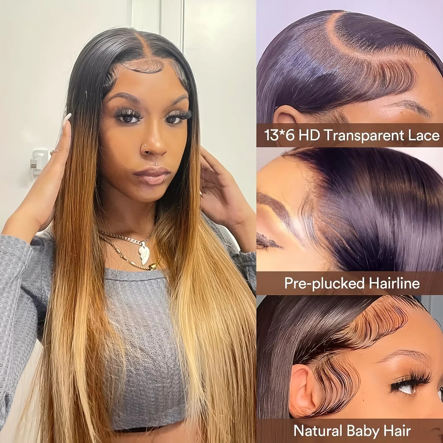 Brown Straight Human Hair Bundle with Closure 4x4 Frontal Brazilian Brown Bundles 3/4 100% Remy Human Hair Extension for Women